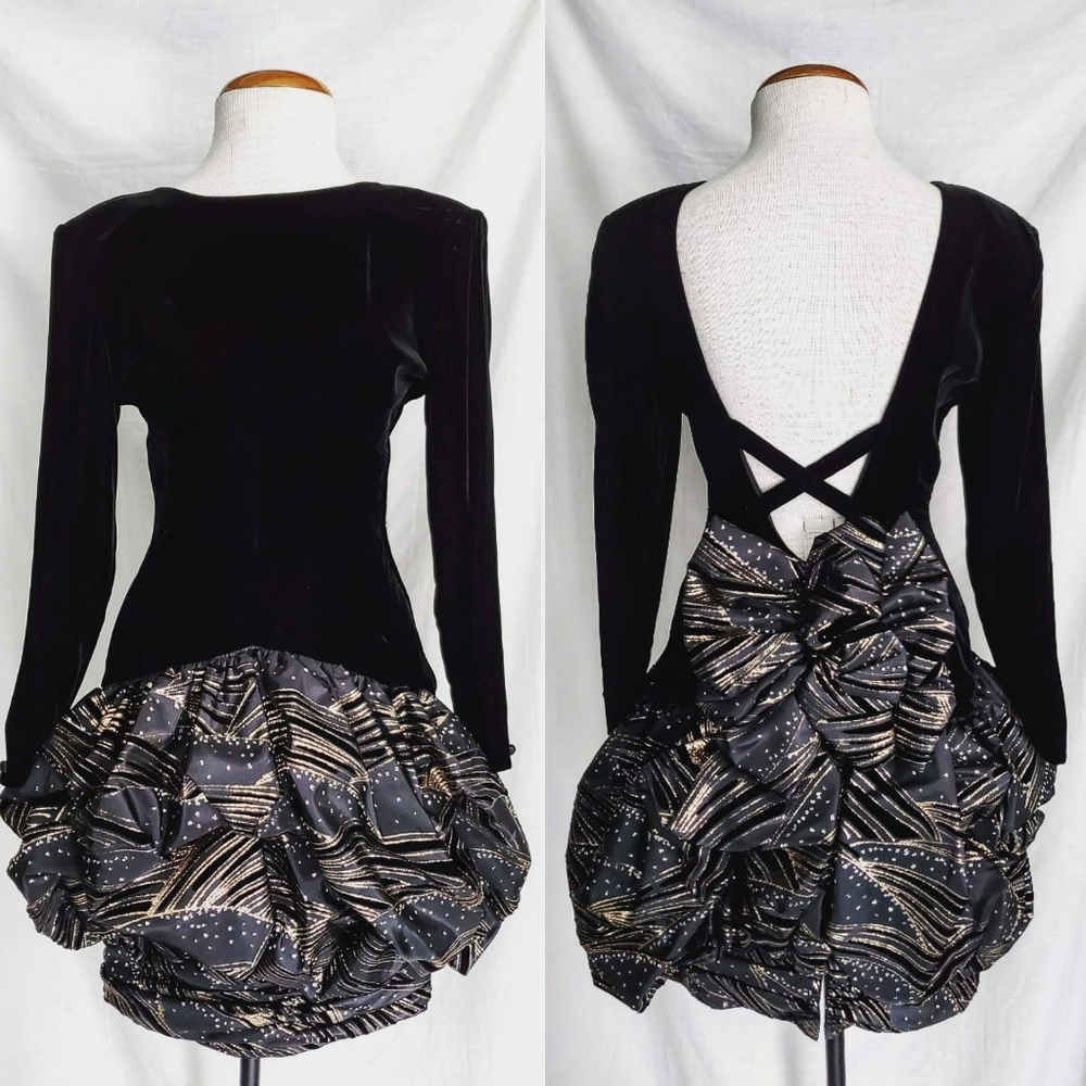 1980s Vicky Tiel black velvet gown